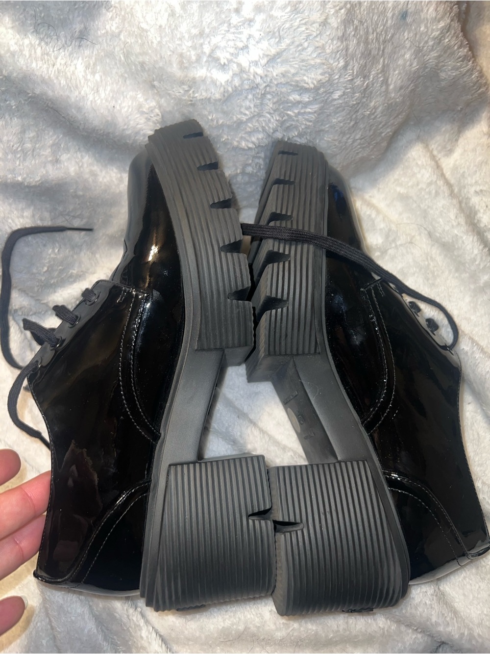 Stuart weitzman soho derby black patent chunky loafers woman size 8B - Picture 6 of 9